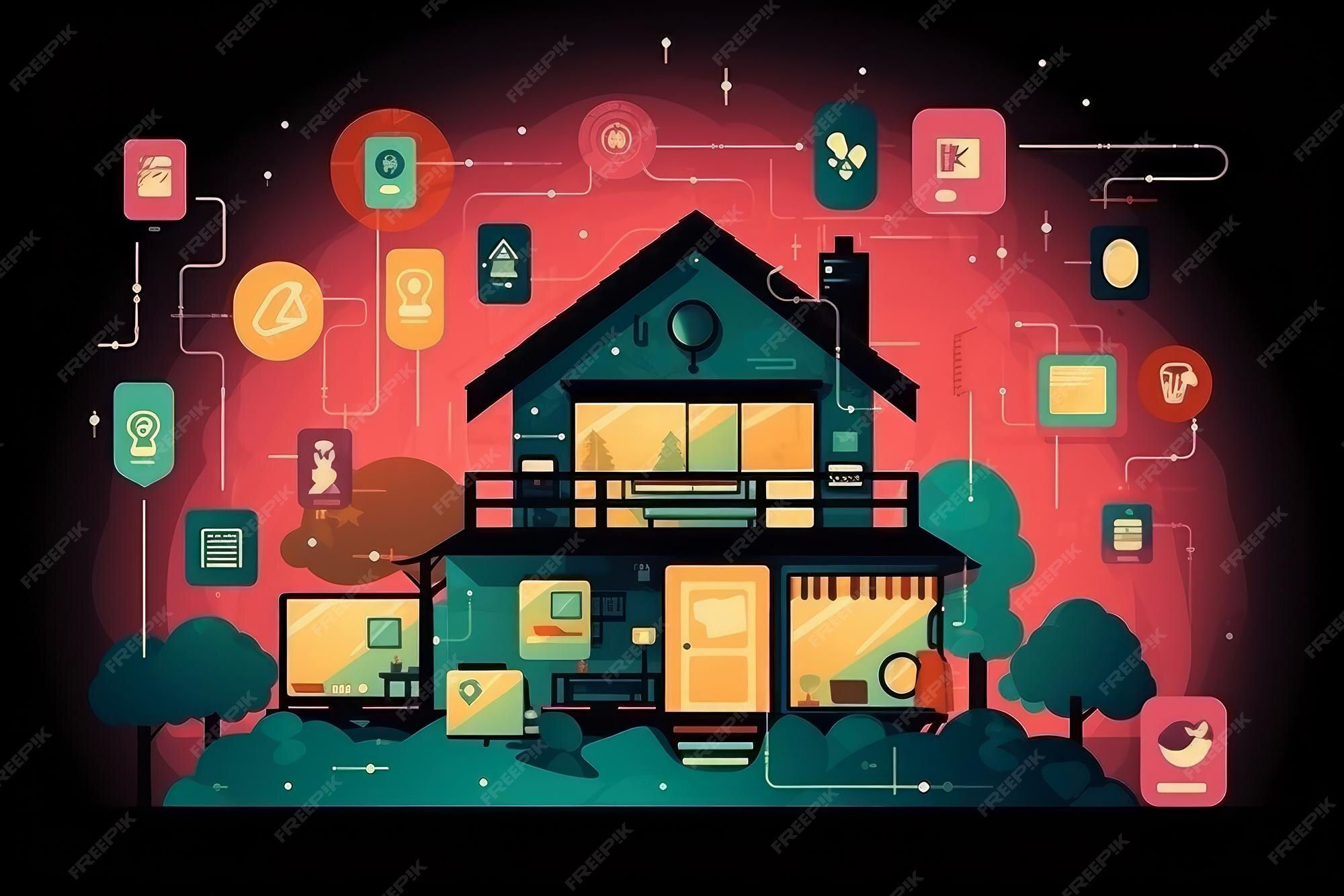 Premium AI Image Smart home cell phone interconnection display chart