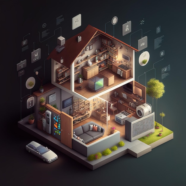 Smart home concept Afstandsbediening en home management generatieve AI