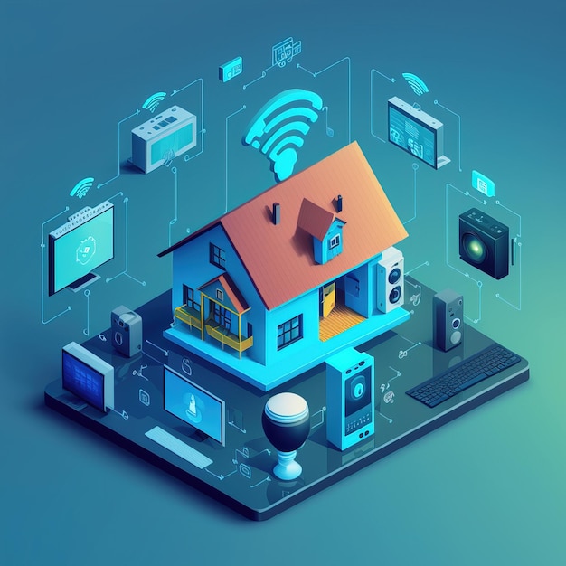 Smart home concept Afstandsbediening en home management generatieve AI