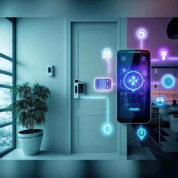 Smart home concept Afstandsbediening en home management generatieve AI