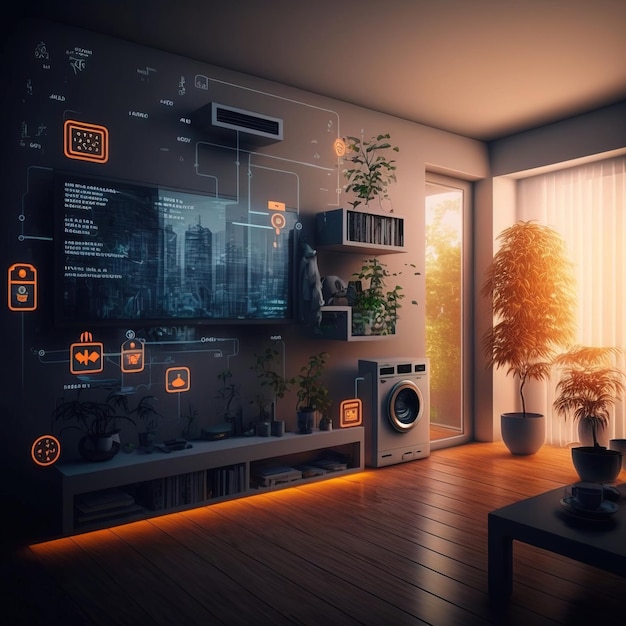 Smart home concept Afstandsbediening en home management generatieve AI