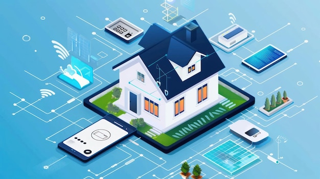 Photo the smart home concept involves using remote control and technology to manage and control various