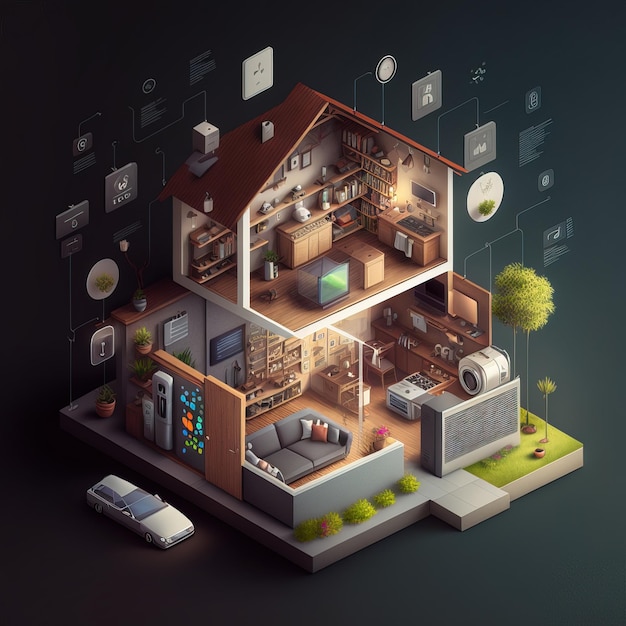 Smart home concept Remote control and home management generative AI