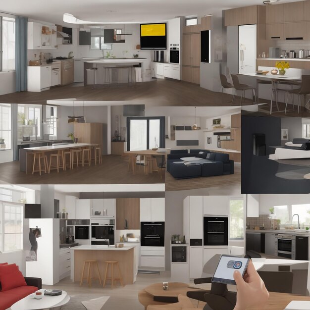 Photo smart home devices create an illustration showcasing various smart home devices interacting seamless