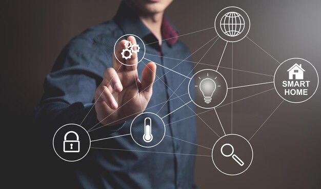 Smart home en pictogrammen op het scherm
