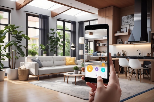 Foto smart home-interface met augmented realty of iot object interieurontwerp generatieve ai