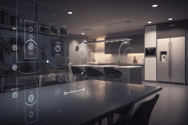 Photo smart home interface with ar view of iot objects interior