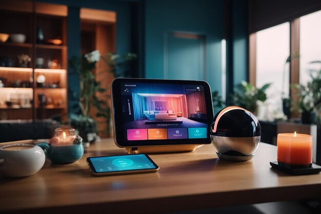 Smart home interface with augmented realty of iot object interior design Generative AI