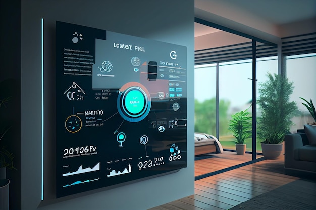 Foto interfaccia smart home con realtà aumentata di iot object interior design