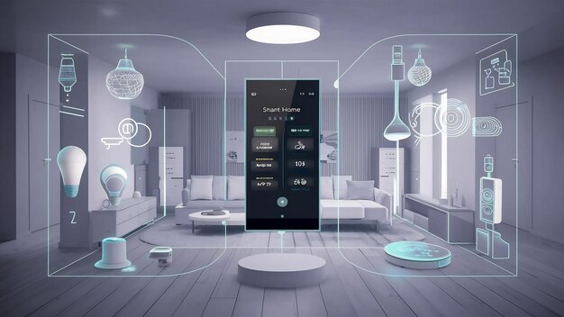 Photo smart home interface with augmented realty of iot object interior design