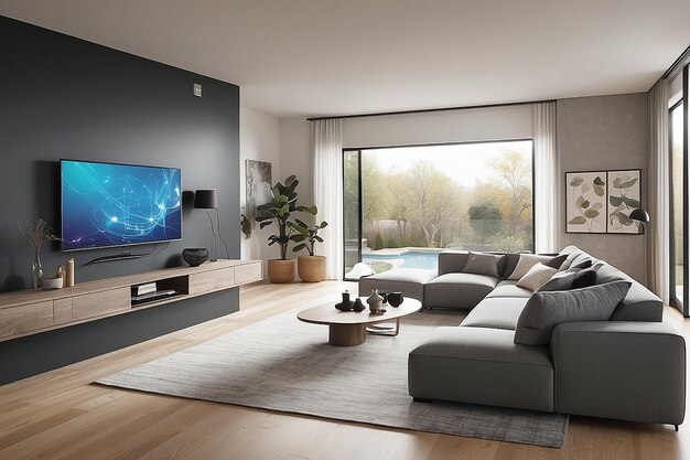 Photo smart home living illustrate a connected techsavvy living space