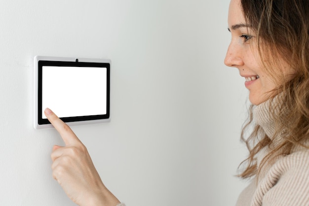 smart home png screen panel monitor mockup on a wall
