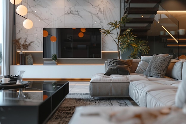 Foto integrazione della tecnologia smart home in un set elegante