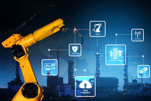 Smart industry robot arms for digital factory production technology