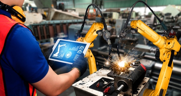 写真 デジタル工場生産技術のためのスマート産業ロボットアーム