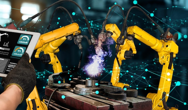 Smart industry robot arms modernization for innovative factory technology