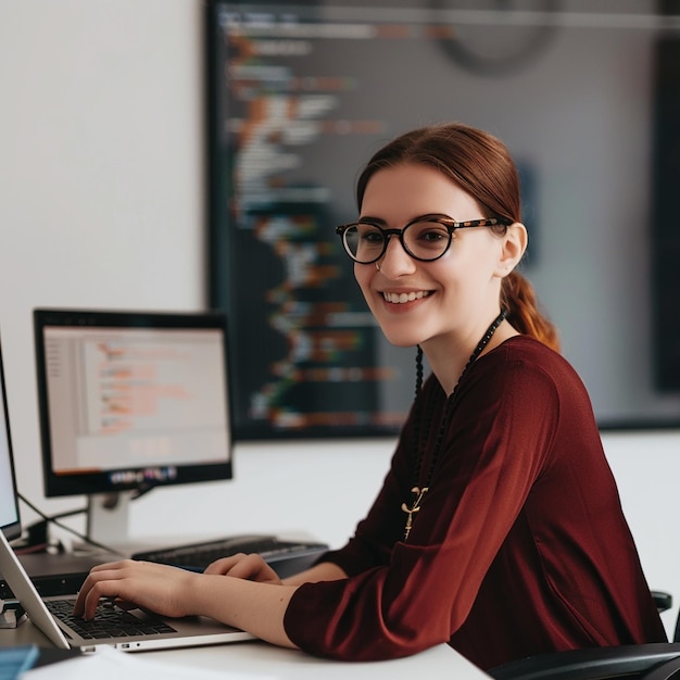 Smart lady software developer | Premium AI-generated image