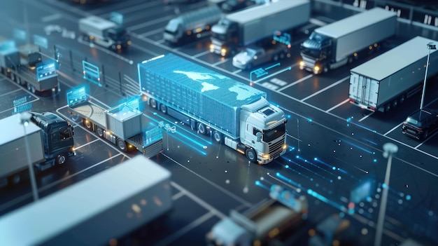 Photo smart logistics hub integrating various technologies for efficiency