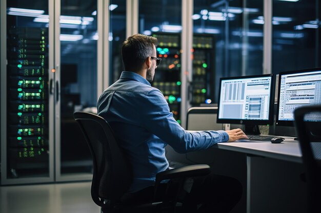 A Smart Make IT programmer works on a desktop computer