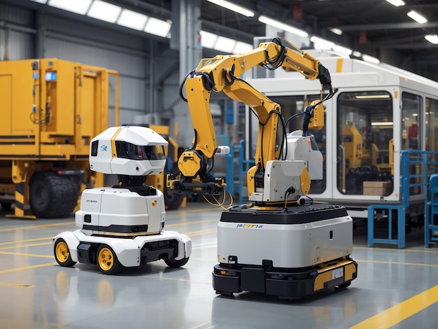 Умная автоматизация фабрики с роботом AGV и роботизированной рукой