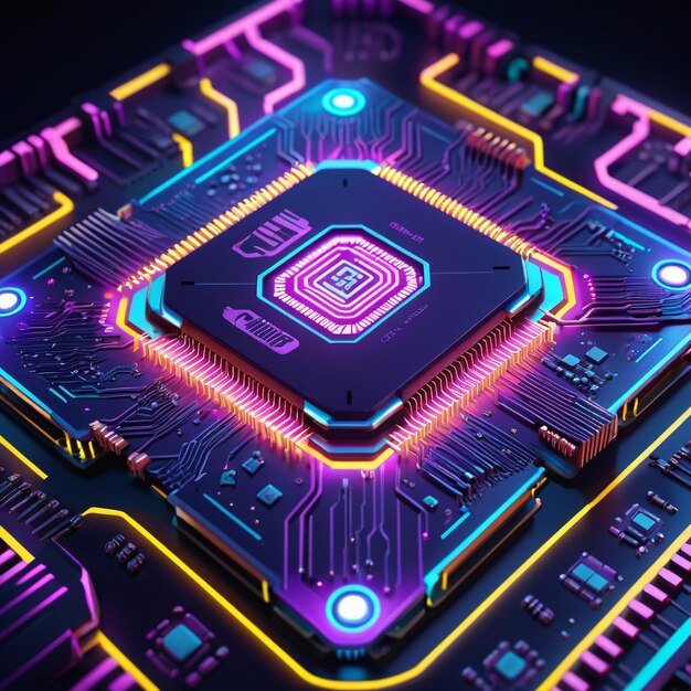 Foto fondo di microchip intelligente su una scheda madre