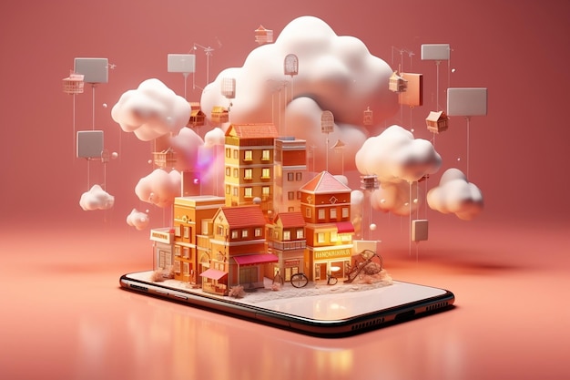 Иконка Smart Mobile Cloud Tech для интернет-магазина Генерирующий искусственный интеллект