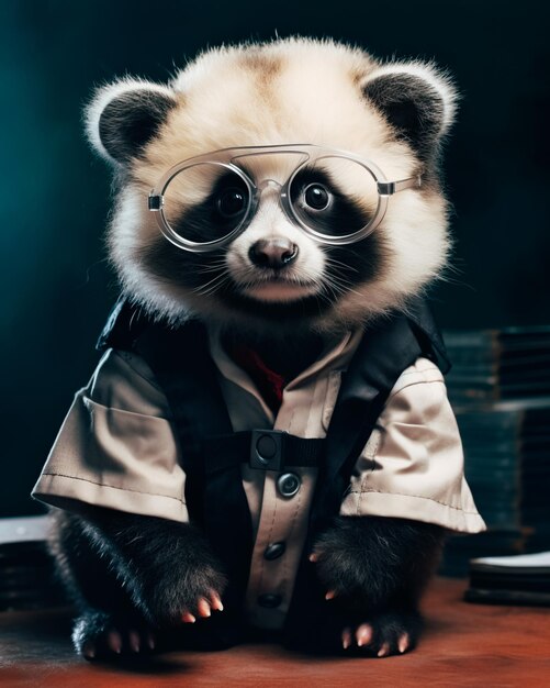 Photo a smart panda with glasses art illustration