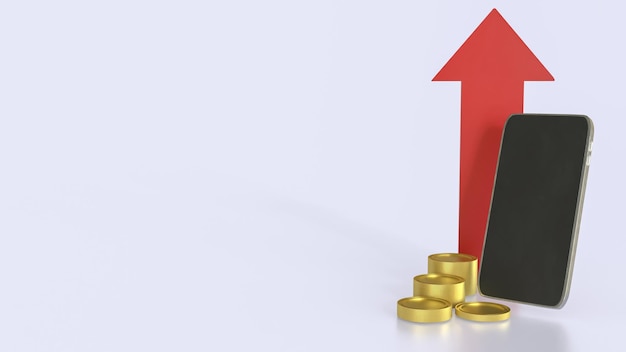 the smart phone and coins for business or technology concept 3d rendering