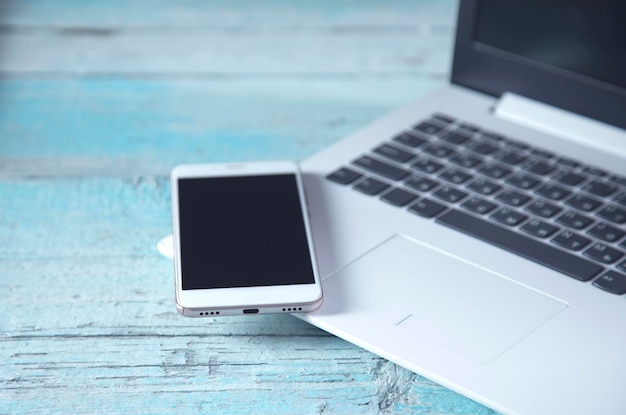 Smart phone on computer keyboard