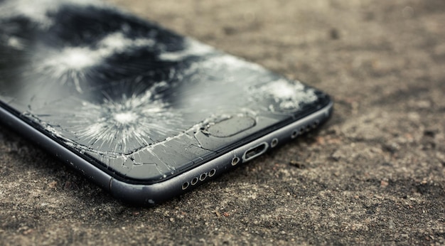 smart phone with broken screen