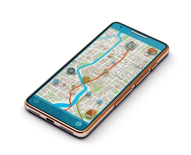 Smart phone with map on it