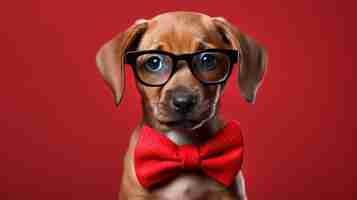 Photo smart pup adorable puppy in round glasses