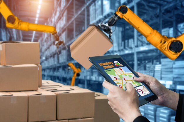 Smart robot arm systems for innovative warehouse and factory digital technology