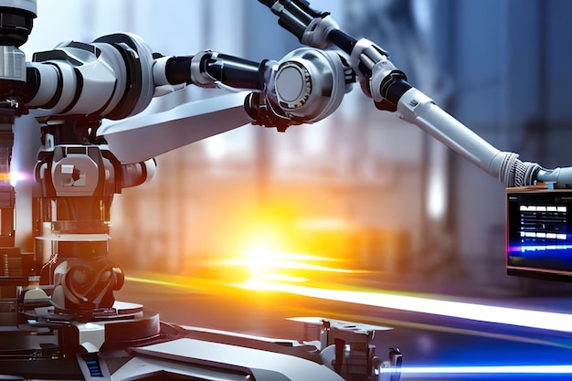 製造業におけるインダストリー40のスマートロボットと技術コンセプト ロボットビジョンセンサーカメラシステム