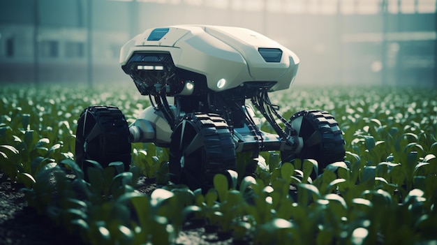 Photo smart robotic farmers concept robot farmers agriculture