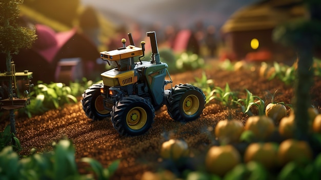 Концепция умных фермеров-роботов Фермеры-роботы Футуристические технологии будущего Генеративный ИИ