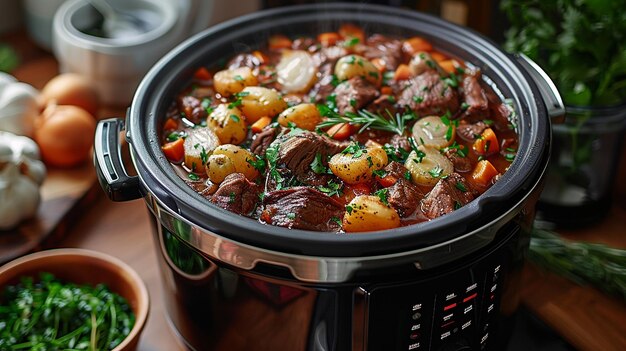 Photo a smart slow cooker with programmable cooking wallpaper