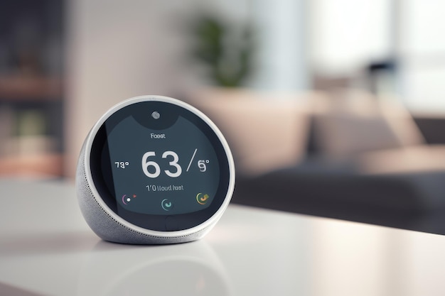 Photo smart thermostat with customizable settings and timely feedback created with generative ai