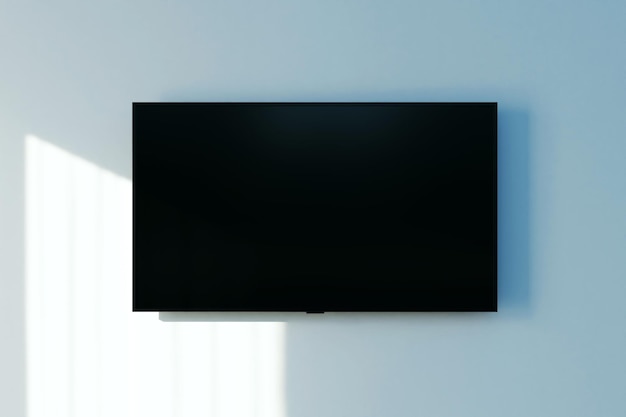 写真 白い壁の白い画面のスマートテレビ