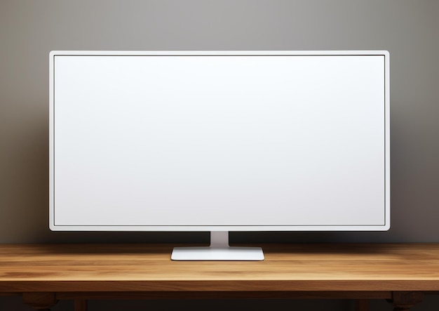 Smart tv with white screen on table for mockup