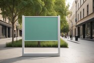 Premium Photo Smart Urban Green Space Information Board Mockup With 