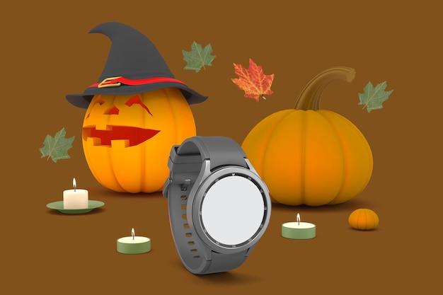 Smart Watch Classic Perspective Side In Halloween Themed Background