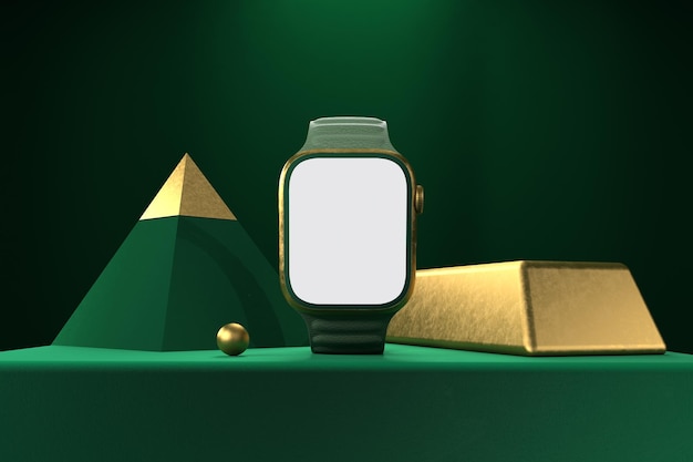 Smart Watch Front Side With Gold Bars