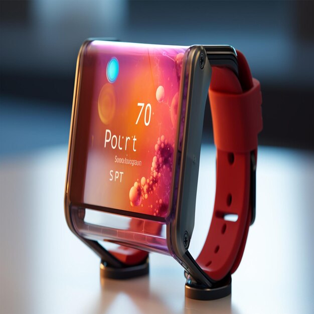 a smart watch with the word port on the screen