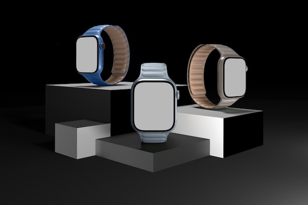 Photo smart watches  front side in levels background