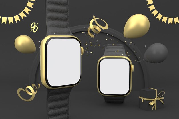 Smart watches left side in black friday themed background