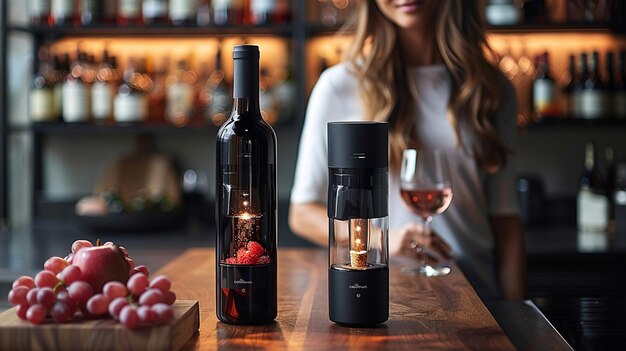 Photo a smart wine opener with automatic cork removal wallpaper