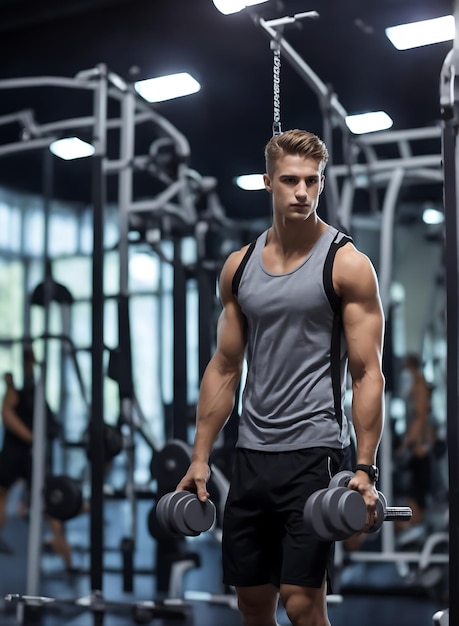 Smart Young Boy Body Fitness Gym Trading Center Background ai Generated