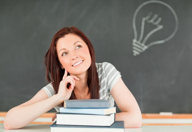 Smart young student in a classroom 