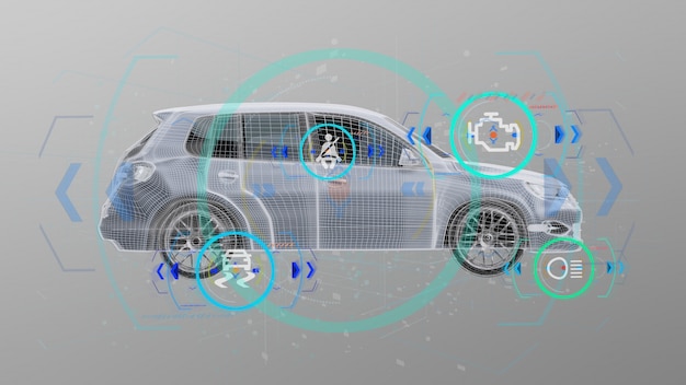 Smartcar controleert on3d rendering